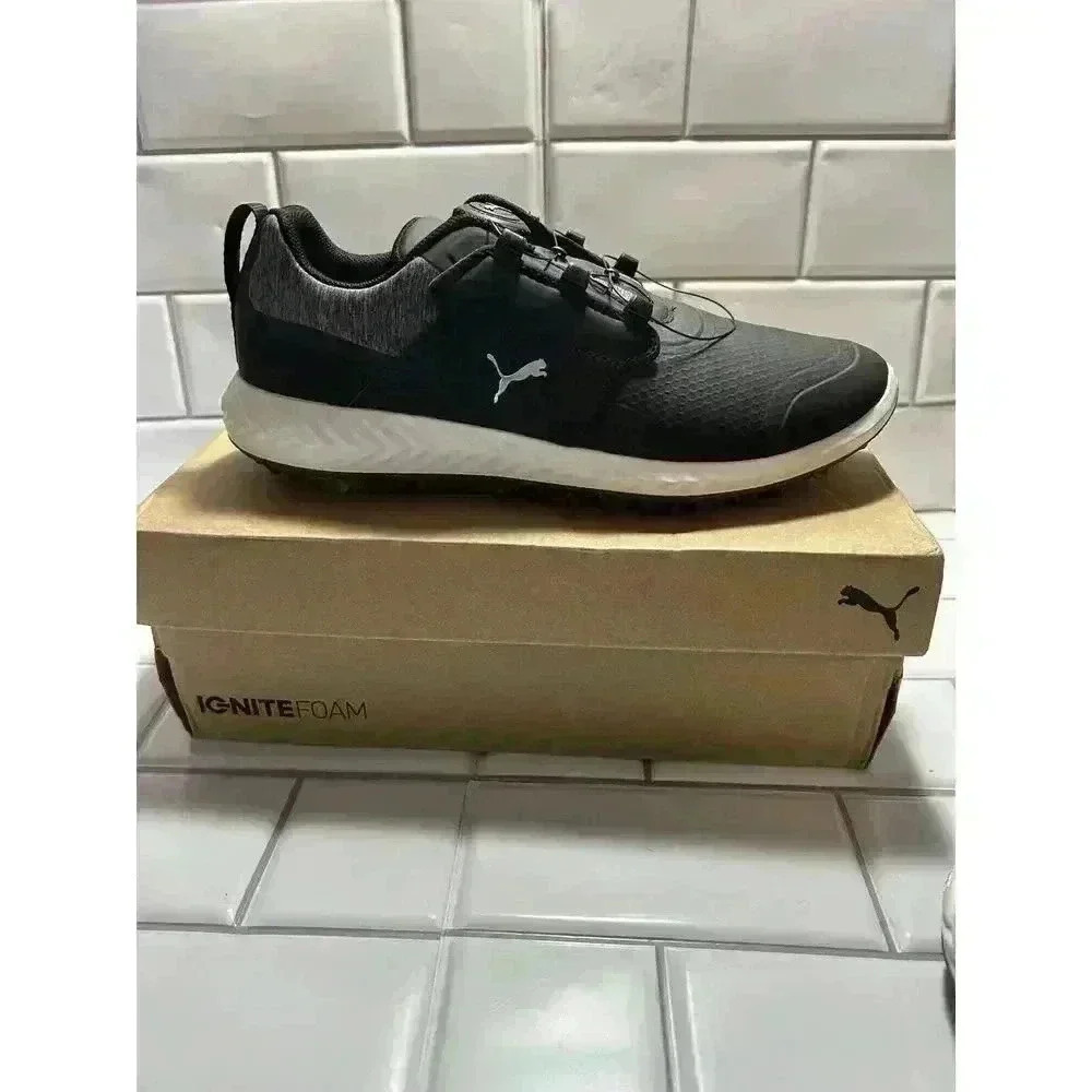 Puma Ignite Pwrcage Jrs Golf Shoes Black And Silver Waterproof 7C Juniors - Picture 9 of 14